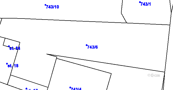 Parcela st. 743/6 v KÚ Olešovice, Katastrální mapa
