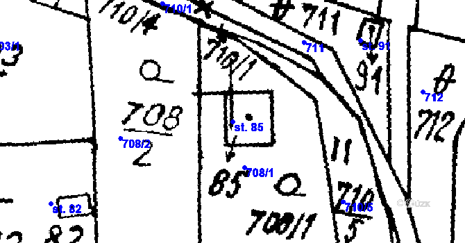 Parcela st. 85 v KÚ Olešovice, Katastrální mapa