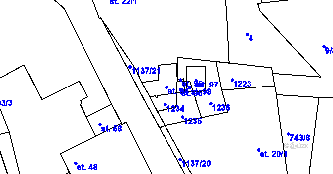 Parcela st. 94 v KÚ Olešovice, Katastrální mapa