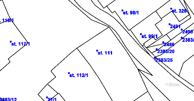 Parcela st. 111 v KÚ Úterý, Katastrální mapa