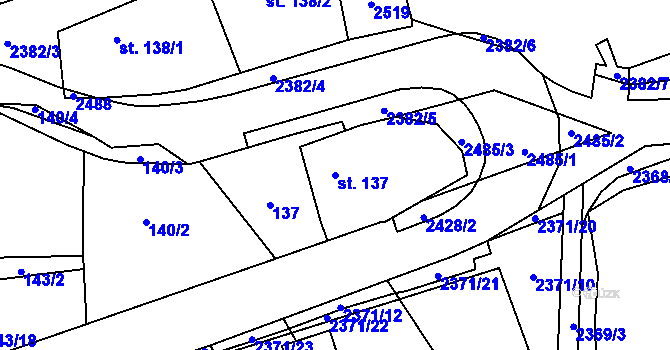 Parcela st. 137 v KÚ Úterý, Katastrální mapa