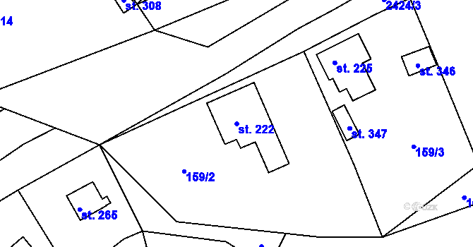 Parcela st. 222 v KÚ Úterý, Katastrální mapa