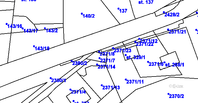 Parcela st. 2371/8 v KÚ Úterý, Katastrální mapa