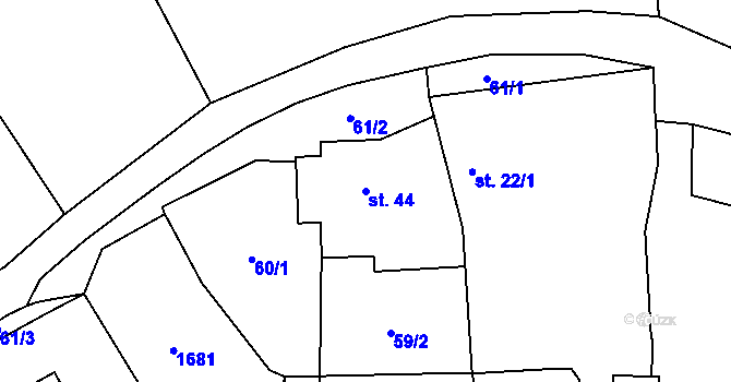 Parcela st. 44 v KÚ Vidžín, Katastrální mapa