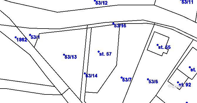 Parcela st. 57 v KÚ Vidžín, Katastrální mapa