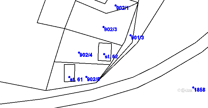 Parcela st. 62 v KÚ Vidžín, Katastrální mapa