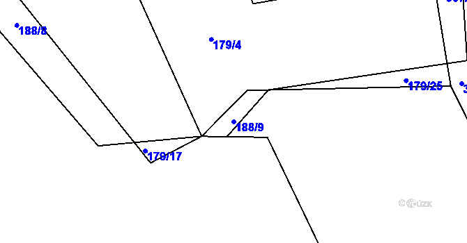 Parcela st. 188/9 v KÚ Utín, Katastrální mapa