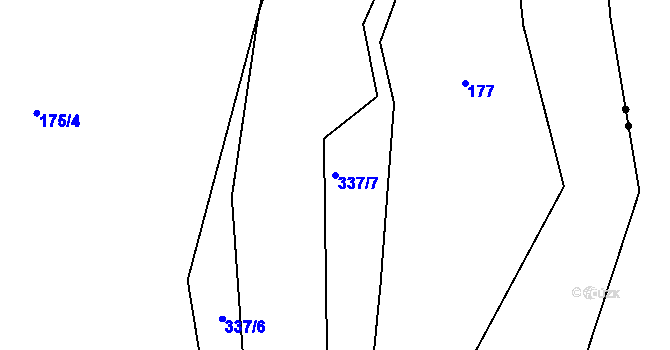 Parcela st. 337/7 v KÚ Utín, Katastrální mapa