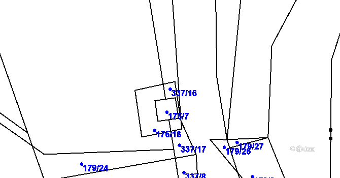 Parcela st. 337/16 v KÚ Utín, Katastrální mapa