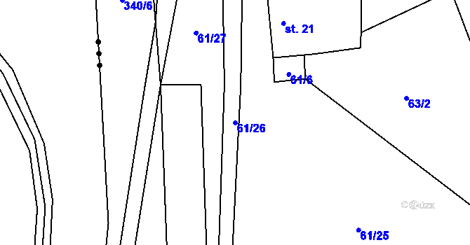 Parcela st. 61/26 v KÚ Utín, Katastrální mapa