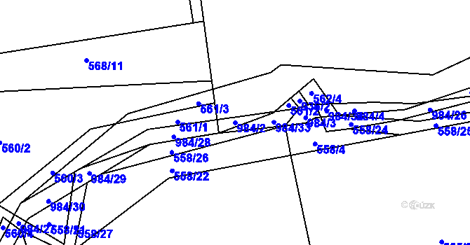 Parcela st. 984/2 v KÚ Robčice u Štěnovic, Katastrální mapa