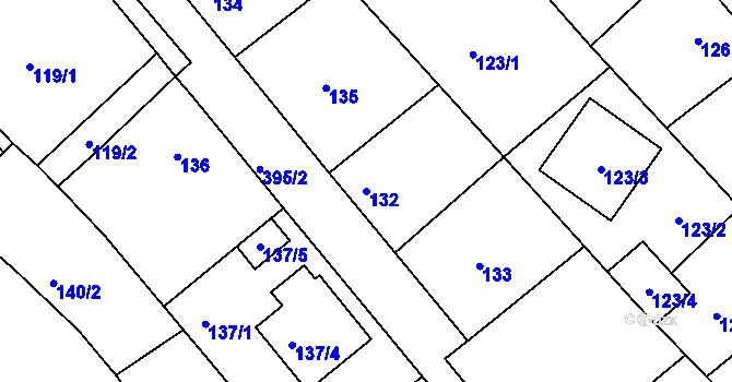 Parcela st. 132 v KÚ Útušice, Katastrální mapa