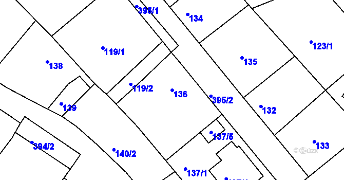 Parcela st. 136 v KÚ Útušice, Katastrální mapa