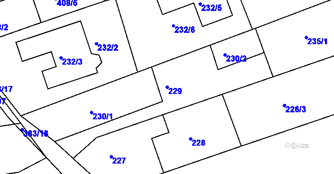 Parcela st. 229 v KÚ Útušice, Katastrální mapa