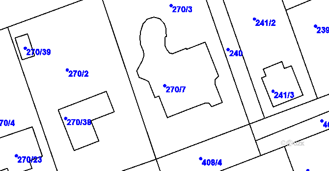 Parcela st. 270/7 v KÚ Útušice, Katastrální mapa