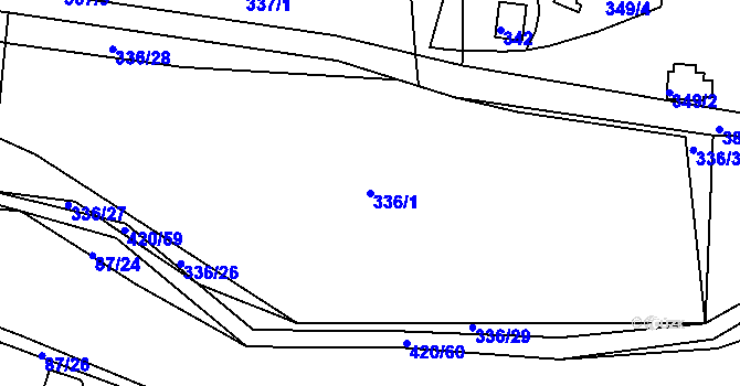 Parcela st. 336/1 v KÚ Útušice, Katastrální mapa