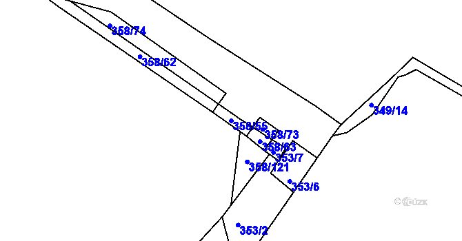 Parcela st. 358/55 v KÚ Útušice, Katastrální mapa