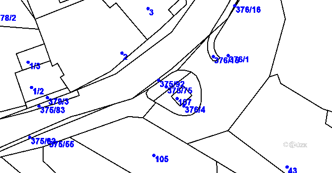 Parcela st. 375/75 v KÚ Útušice, Katastrální mapa