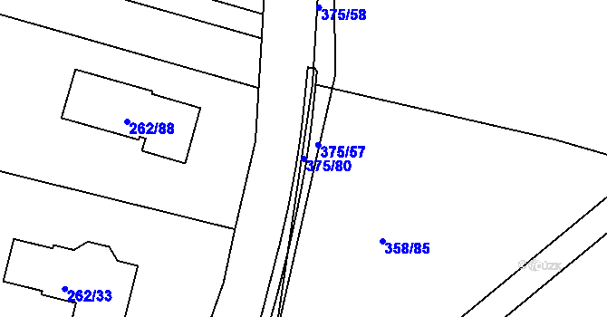 Parcela st. 375/80 v KÚ Útušice, Katastrální mapa