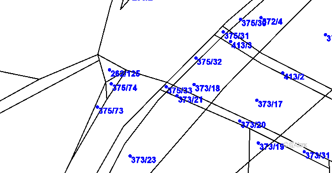 Parcela st. 375/33 v KÚ Útušice, Katastrální mapa
