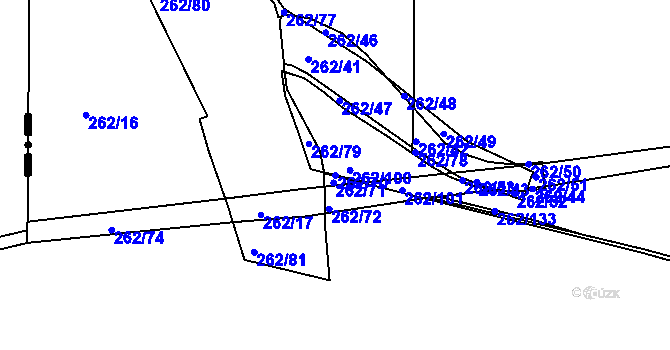Parcela st. 262/70 v KÚ Útušice, Katastrální mapa