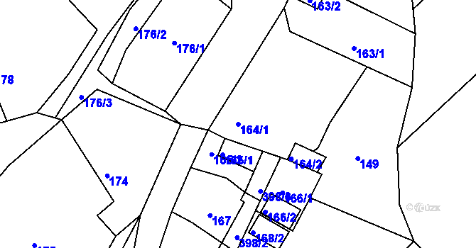 Parcela st. 164/1 v KÚ Útušice, Katastrální mapa