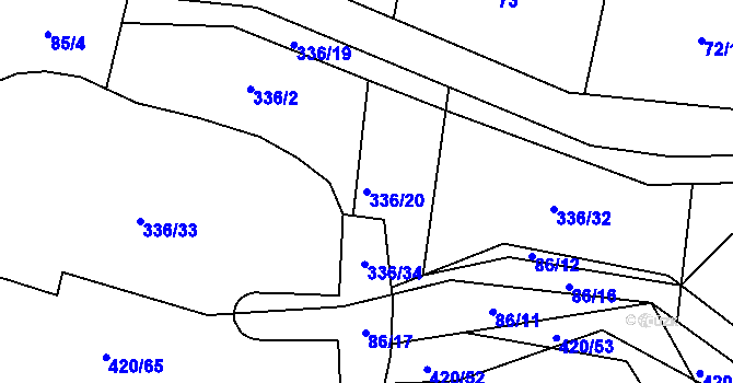 Parcela st. 336/20 v KÚ Útušice, Katastrální mapa