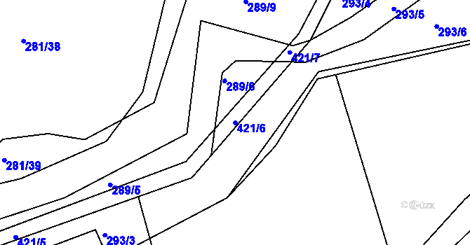 Parcela st. 421/6 v KÚ Útušice, Katastrální mapa