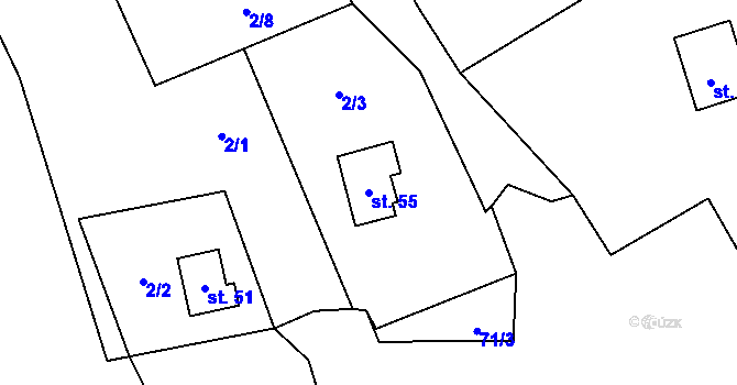 Parcela st. 55 v KÚ Svinov u Toužimi, Katastrální mapa