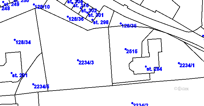 Parcela st. 170/2 v KÚ Útvina, Katastrální mapa