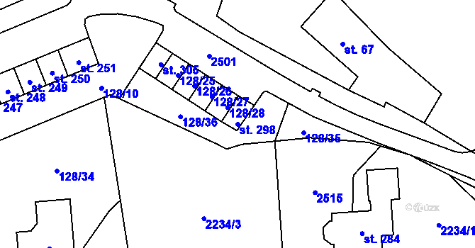 Parcela st. 298 v KÚ Útvina, Katastrální mapa