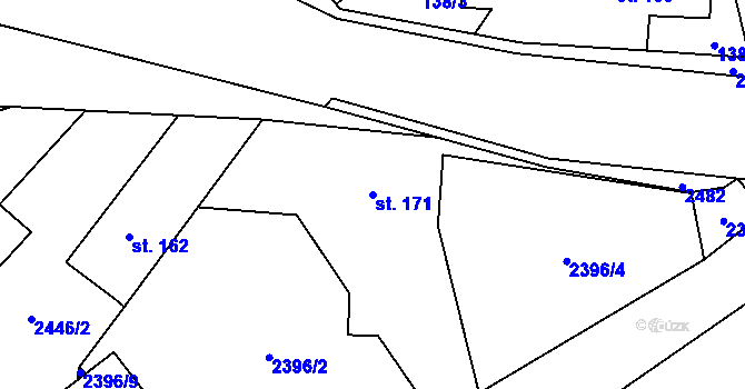 Parcela st. 171 v KÚ Útvina, Katastrální mapa