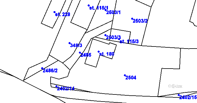 Parcela st. 180 v KÚ Útvina, Katastrální mapa
