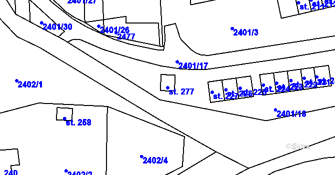 Parcela st. 277 v KÚ Útvina, Katastrální mapa