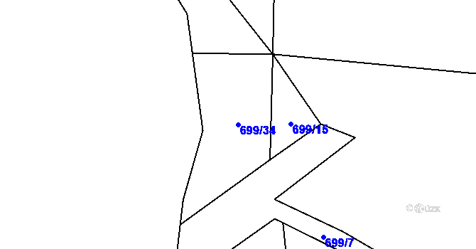 Parcela st. 699/34 v KÚ Útvina, Katastrální mapa