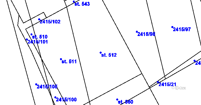 Parcela st. 512 v KÚ Úvalno, Katastrální mapa