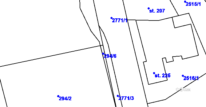 Parcela st. 294/6 v KÚ Úvalno, Katastrální mapa