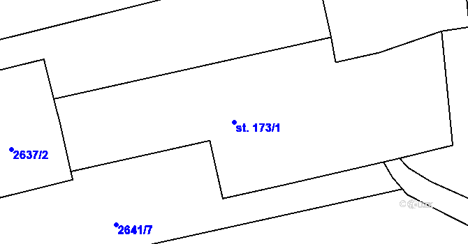 Parcela st. 173/1 v KÚ Úvalno, Katastrální mapa