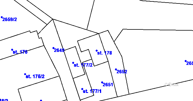 Parcela st. 178 v KÚ Úvalno, Katastrální mapa
