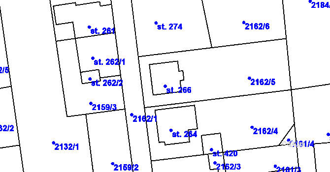 Parcela st. 266 v KÚ Úvalno, Katastrální mapa