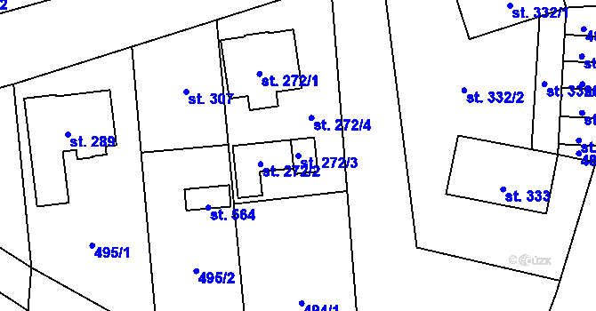 Parcela st. 272/3 v KÚ Úvalno, Katastrální mapa