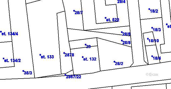 Parcela st. 29 v KÚ Úvalno, Katastrální mapa