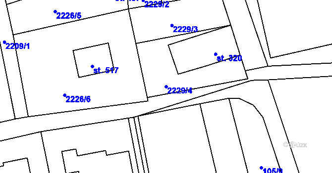 Parcela st. 2229/4 v KÚ Úvalno, Katastrální mapa