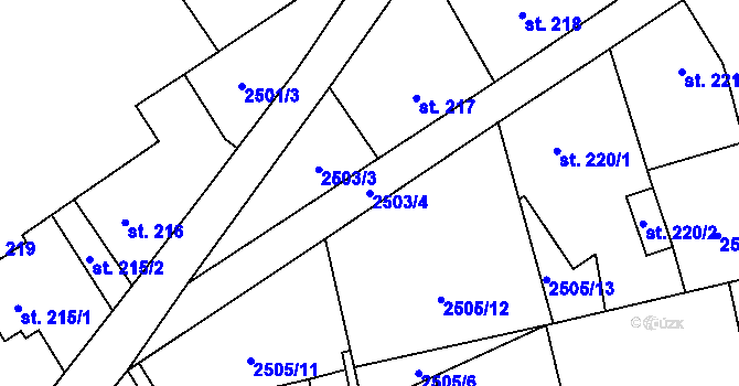 Parcela st. 2503/4 v KÚ Úvalno, Katastrální mapa