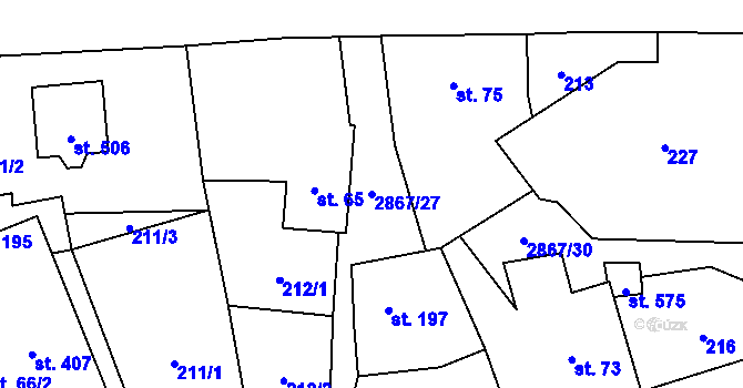 Parcela st. 2867/27 v KÚ Úvalno, Katastrální mapa