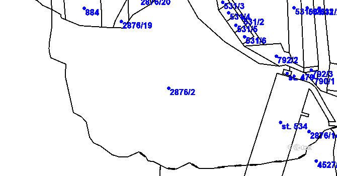 Parcela st. 2876/2 v KÚ Úvalno, Katastrální mapa
