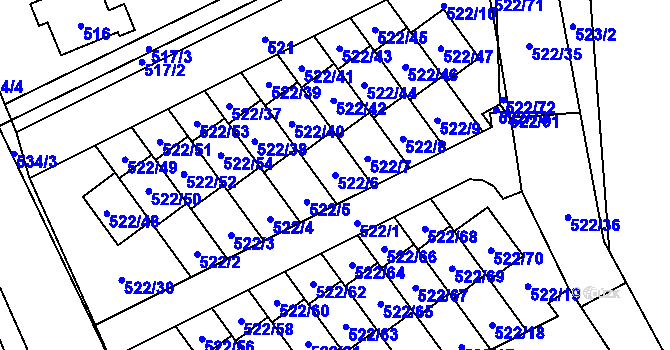 Parcela st. 522/6 v KÚ Úvaly u Prahy, Katastrální mapa