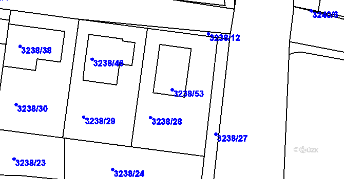 Parcela st. 3238/53 v KÚ Úvaly u Prahy, Katastrální mapa