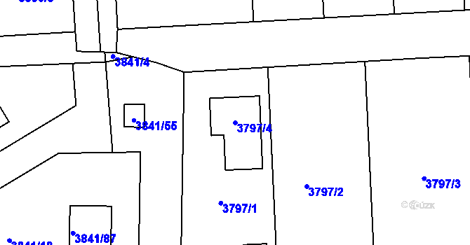 Parcela st. 3797/4 v KÚ Úvaly u Prahy, Katastrální mapa