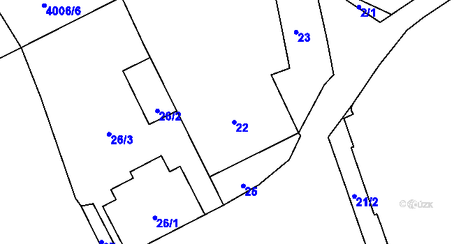 Parcela st. 22 v KÚ Úvaly u Prahy, Katastrální mapa